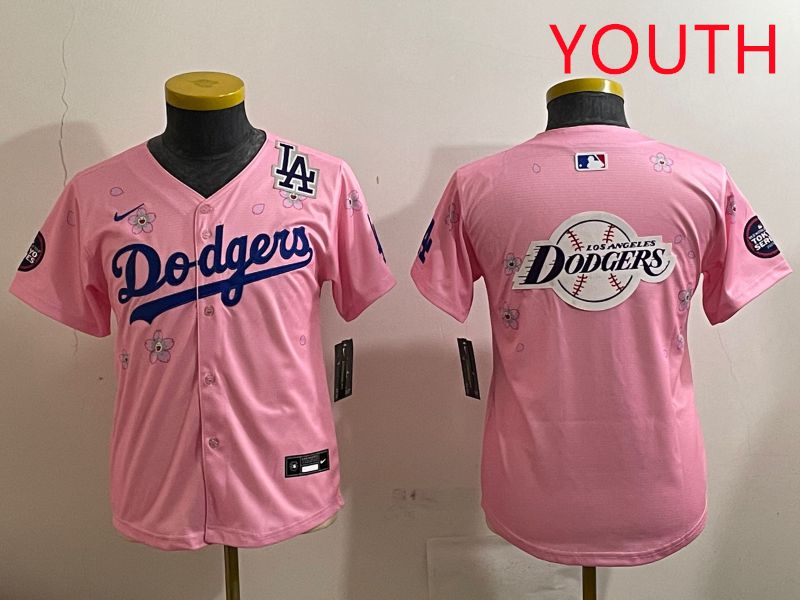 Youth Los Angeles Dodgers Blank Pink Sakura Edition 2025 Nike MLB Jersey style 29